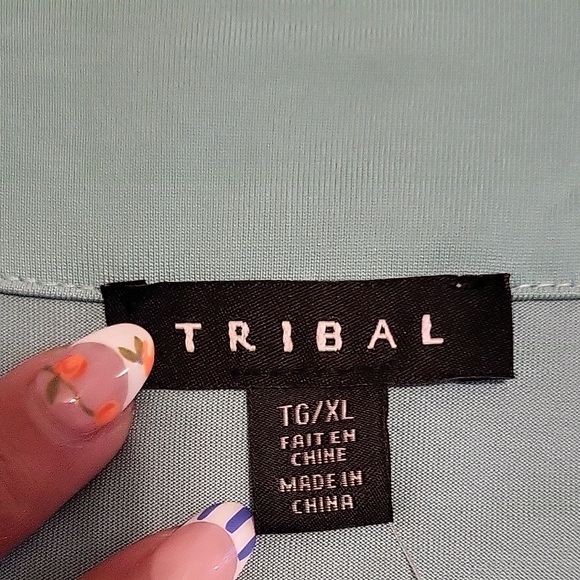 Tribal Women's V-Neck Tank Top - Aqua - Picture 5 of 6